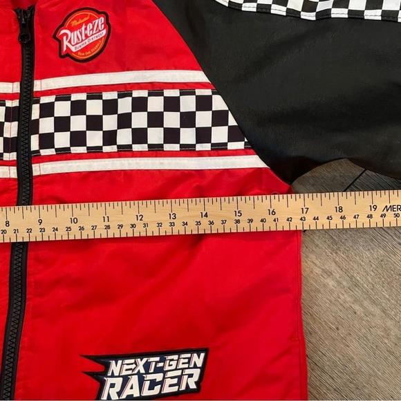 Lighting McQueen Cars Jacket Disneyland Disney Store Size 9/10 Racing Bomber Red - Picture 10 of 12